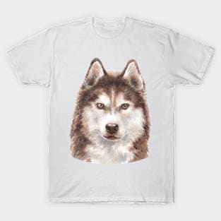 Siberian Husky Watercolor Art T-Shirt